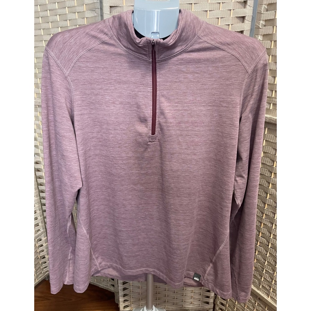 REI Co-op Womens XL Purple Heathered Quarter Zip Pullover Long Sleeve Top